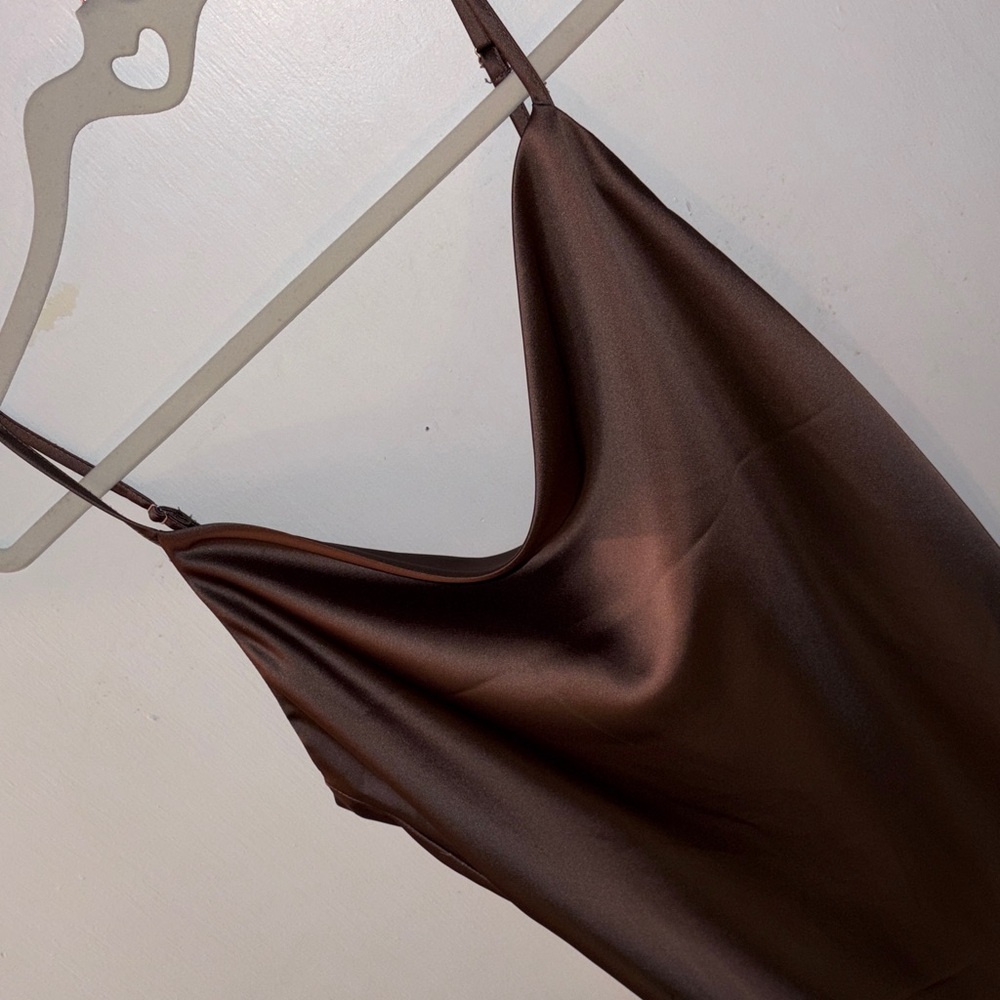 Elegant Brown Slip Dress - Picture 2 of 4